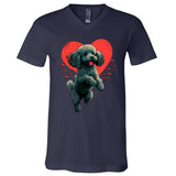 Toy Poodle Love Heart For Valentines Day On Poodle Lover V-Neck T-Shirt