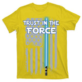 Trust In The Force American Blue Lightsaber Police Flag T-Shirt