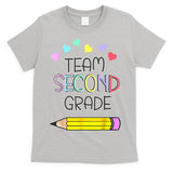 Team Second Grade Pencil Back To School Teacher Student Gift T-Shirt