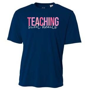 Teaching Sweet Hears Cute Valentine Teacher Cooling Performance Crew T-Shirt