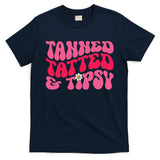 Tanned Tatted and Tipsy Groovy Retro Floral Vibes Summer T-Shirt