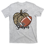 Tis The Season Leopard Pumpkin Football Fall Autumn T-Shirt