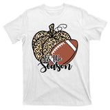 Tis The Season Leopard Pumpkin Football Fall Autumn T-Shirt