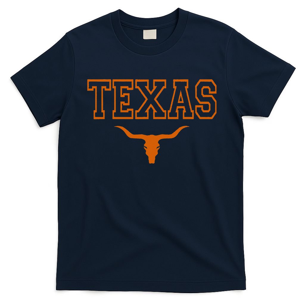 Texas TX USA Bull America Font T-Shirt