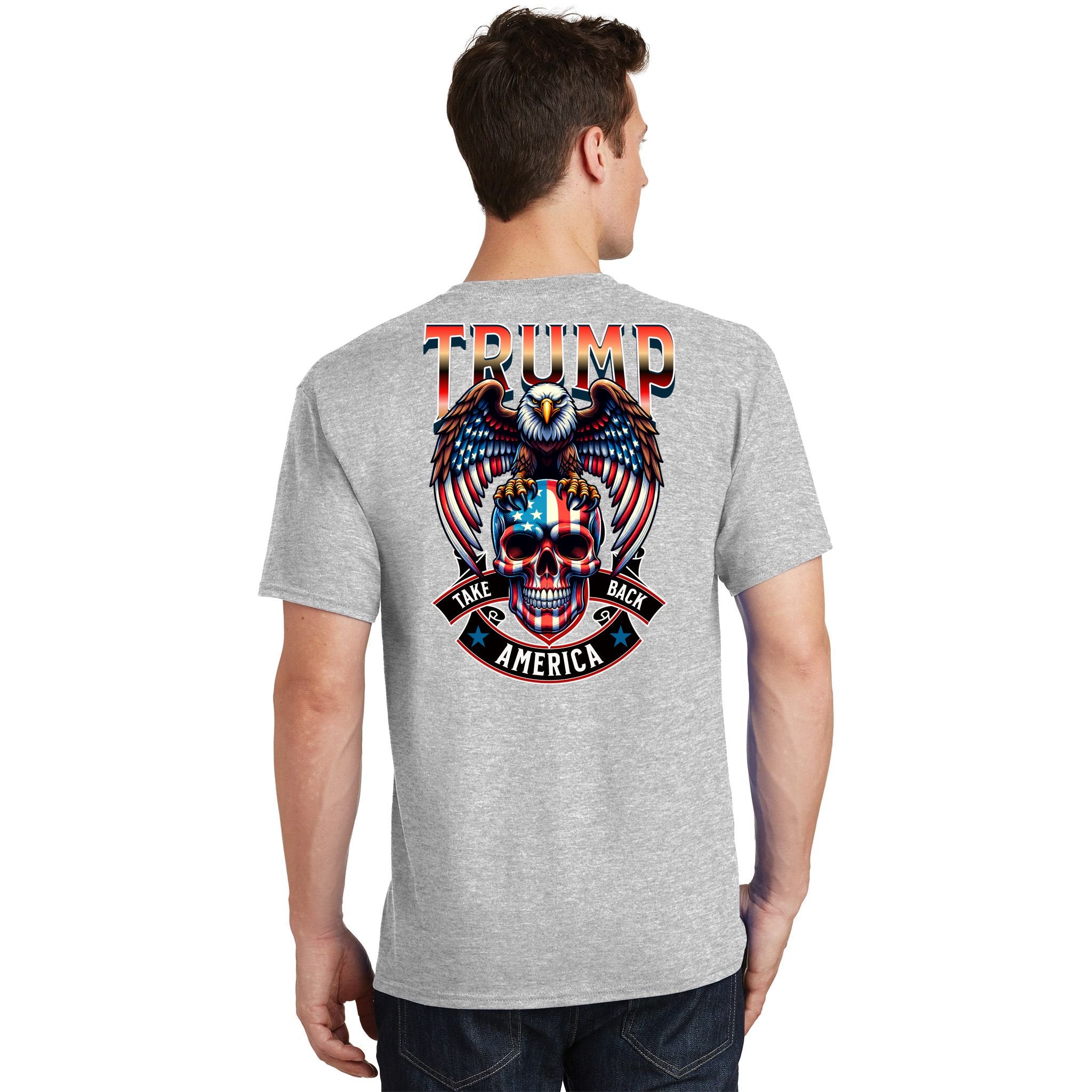 Trump Usa Skull Eagle Front And Back Logo T-Shirt