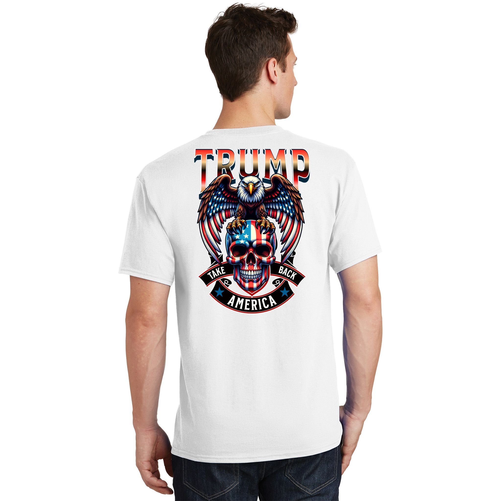 Trump Usa Skull Eagle Front And Back Logo T-Shirt