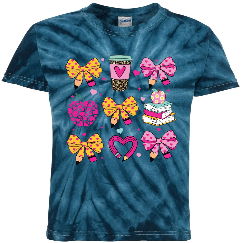 Teacher Valentine Coquette Valentine Teacher Kids Tie-Dye T-Shirt