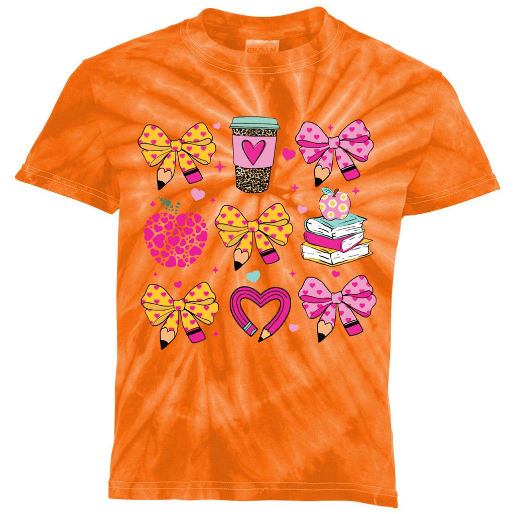 Teacher Valentine Coquette Valentine Teacher Kids Tie-Dye T-Shirt