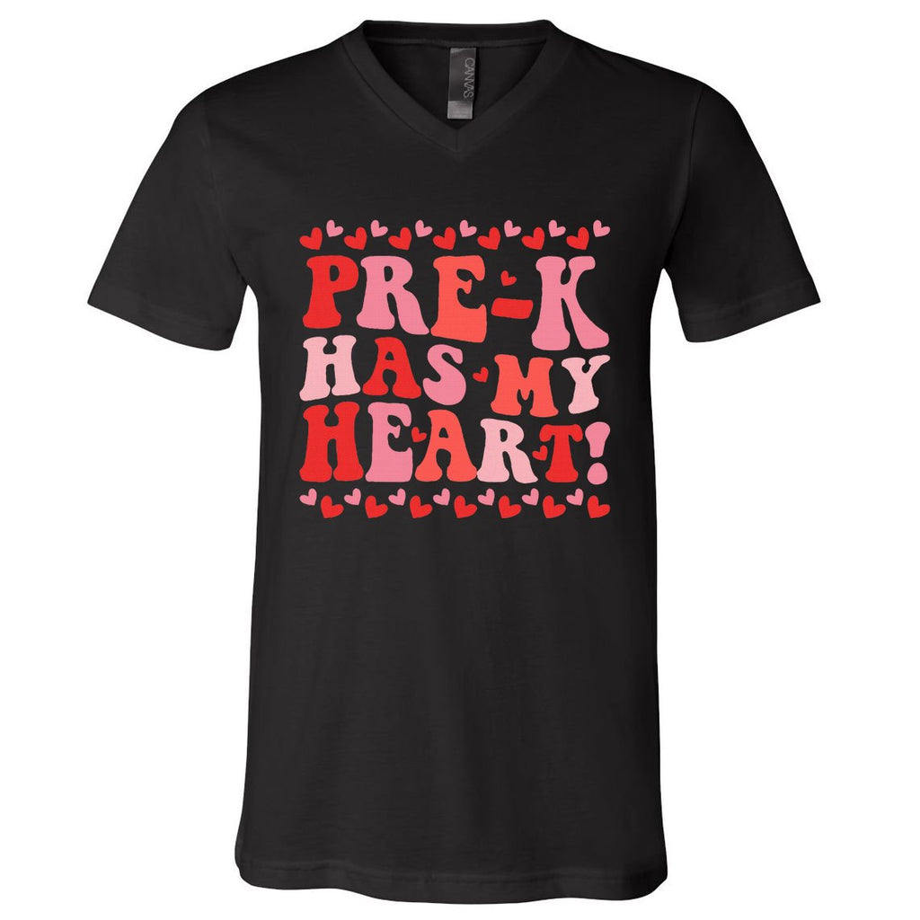 Teacher Valentines Day Prek Has My Heart V-Neck T-Shirt