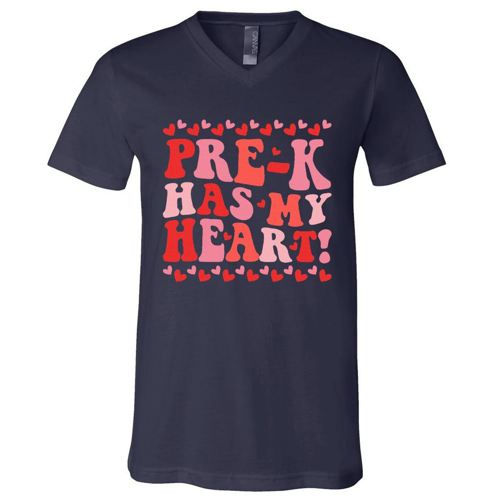 Teacher Valentines Day Prek Has My Heart V-Neck T-Shirt