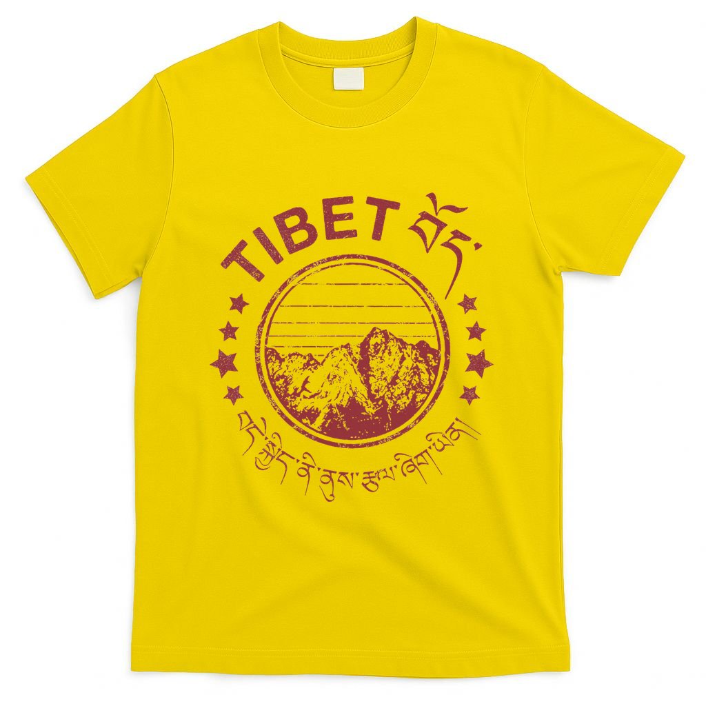 Tibet Vintage Mountains Tibetan Script T-Shirt