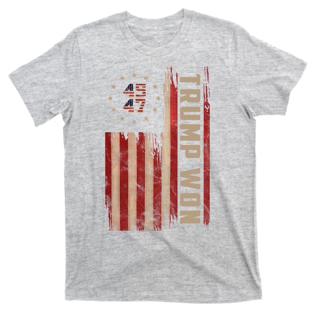 Trump Won 2024 45 47th President Usa Flag T-Shirt