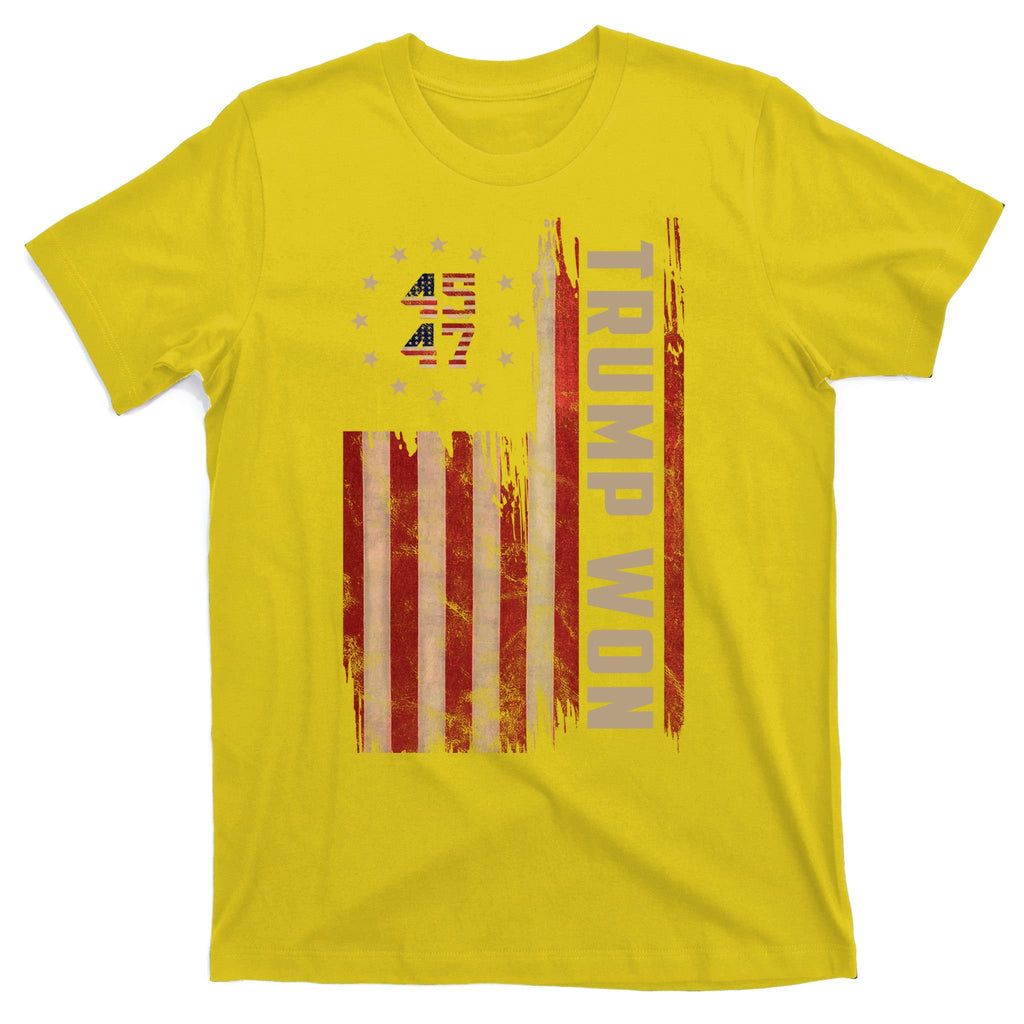 Trump Won 2024 45 47th President Usa Flag T-Shirt