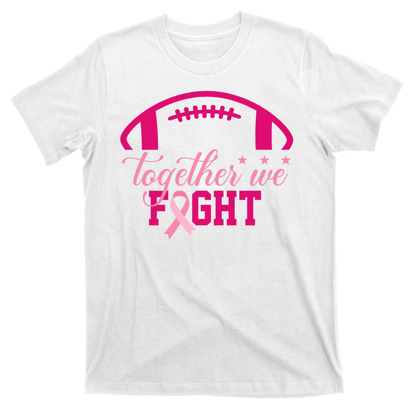 Together We Fight Breast Cancer Awareness Football Ribbon T-Shirt