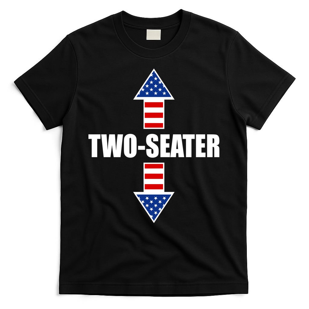 Two-Seater USA Flag Arrows Funny T-Shirt