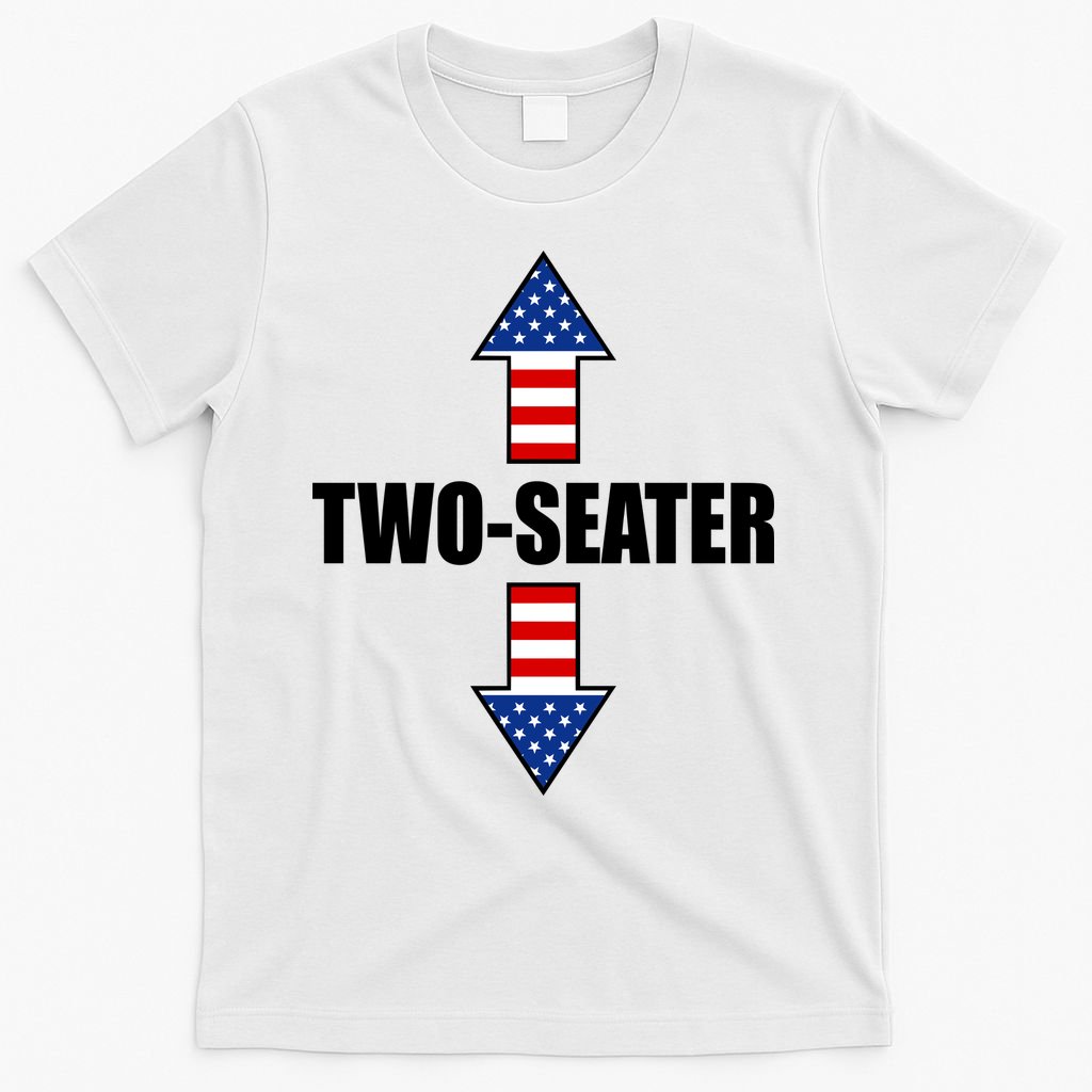Two-Seater USA Flag Arrows Funny T-Shirt
