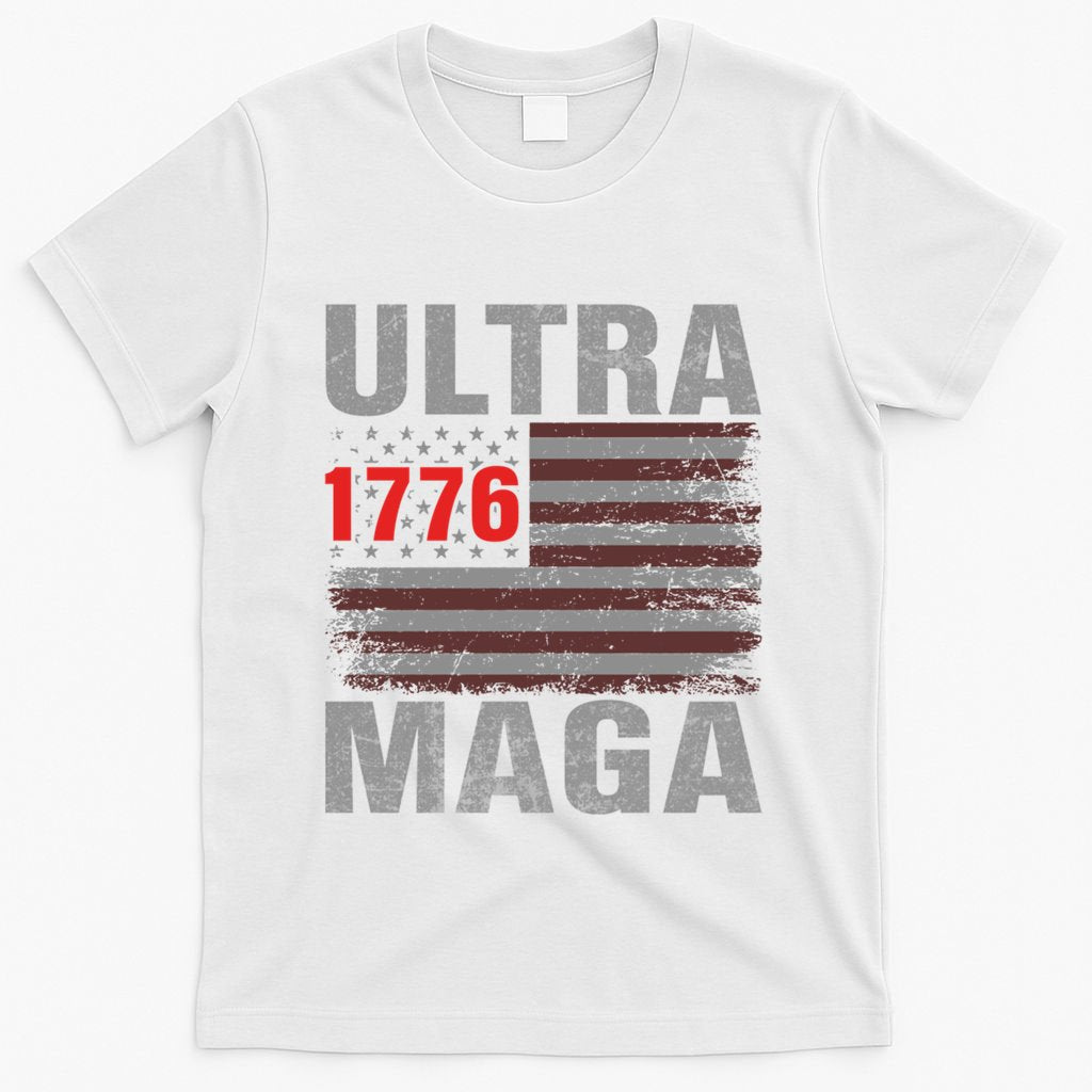 Usa 4th Of July Trump 2024 Vintage Usa Flag Ultra Maga Gun Gift T-Shirt