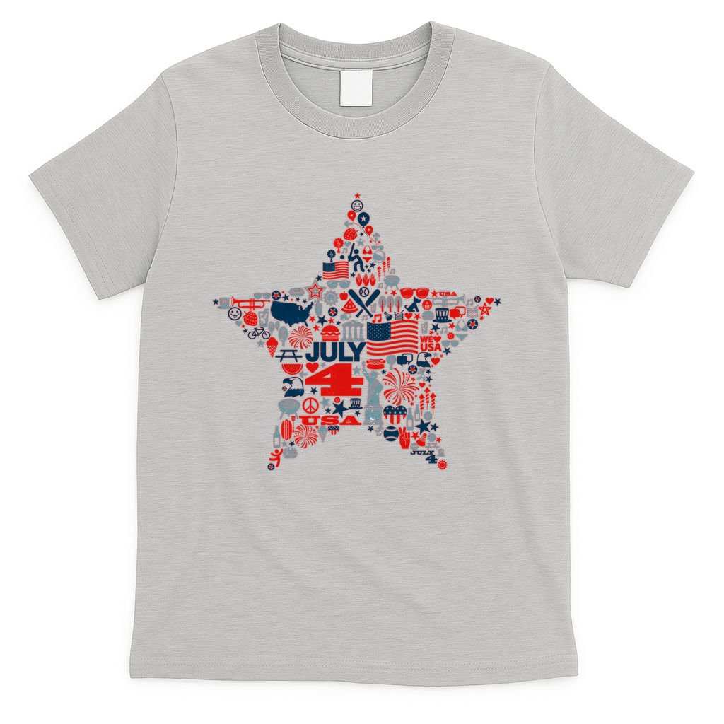 USA American 4th Of July Pattern Star T-Shirt