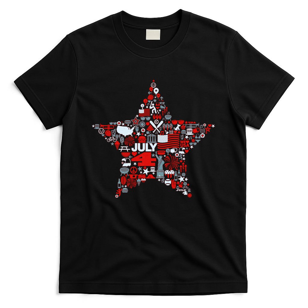 USA American 4th Of July Pattern Star T-Shirt