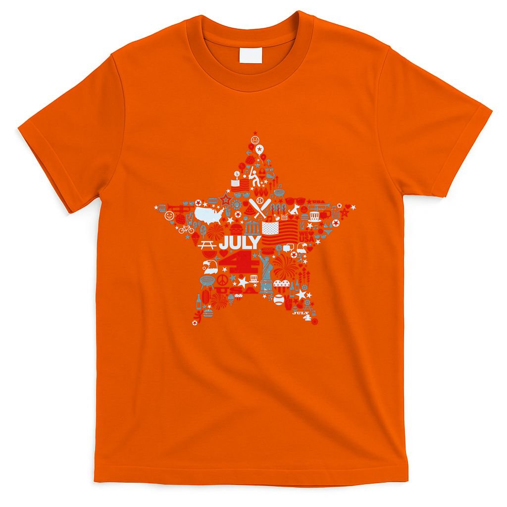 USA American 4th Of July Pattern Star T-Shirt