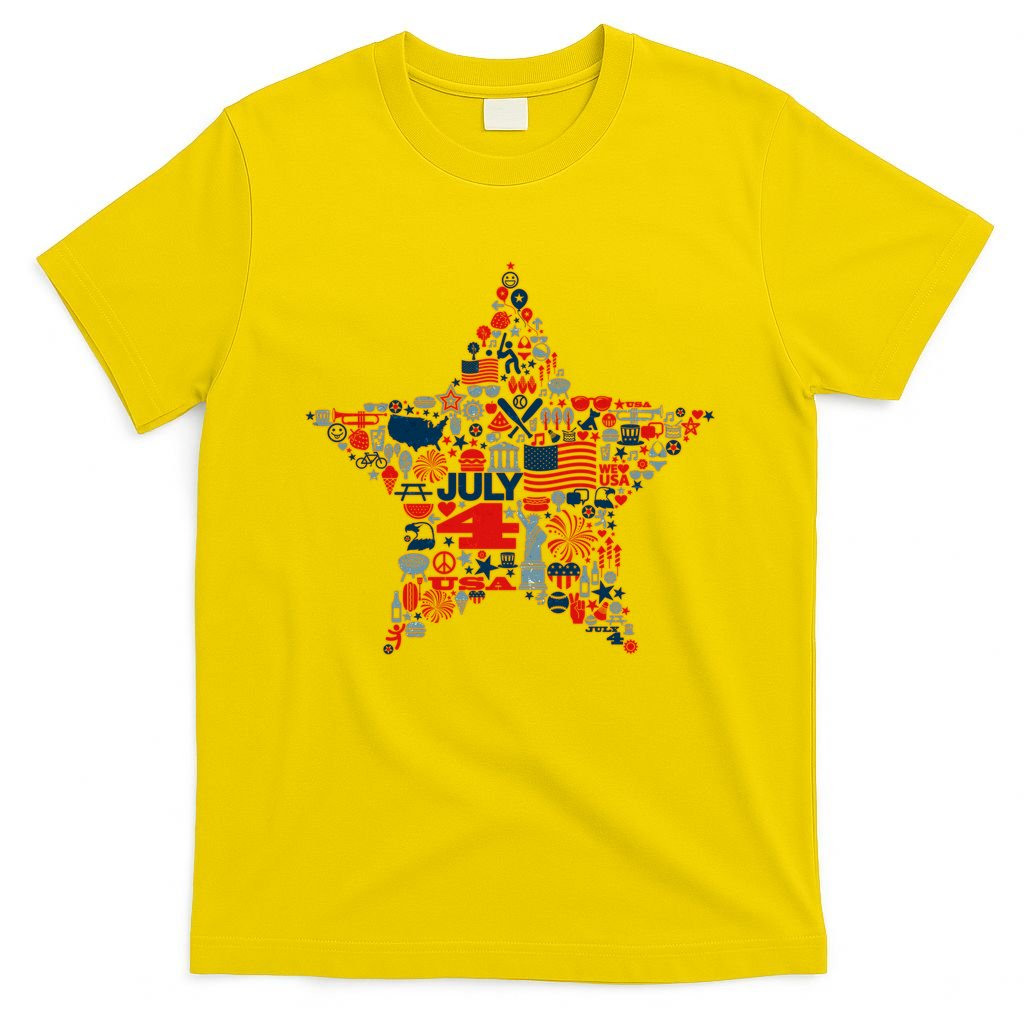 USA American 4th Of July Pattern Star T-Shirt