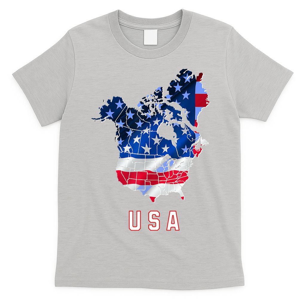 Usa And Canada Map Annex Canada 51st State Trump Greenland T-Shirt