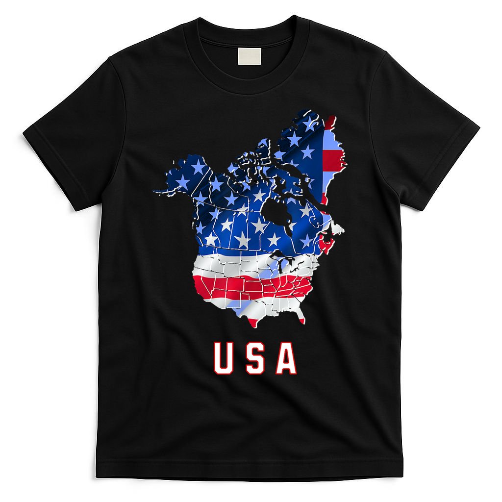 Usa And Canada Map Annex Canada 51st State Trump Greenland T-Shirt