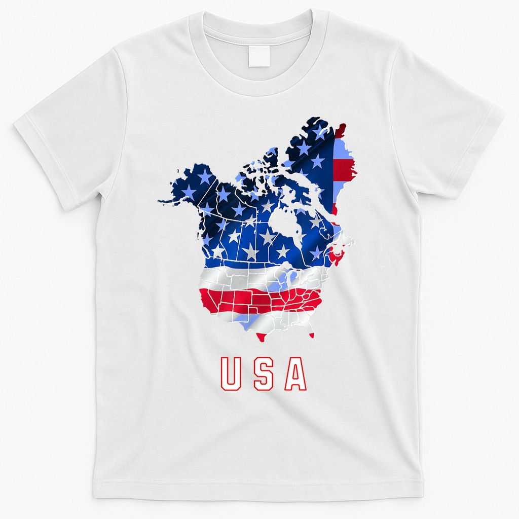 Usa And Canada Map Annex Canada 51st State Trump Greenland T-Shirt