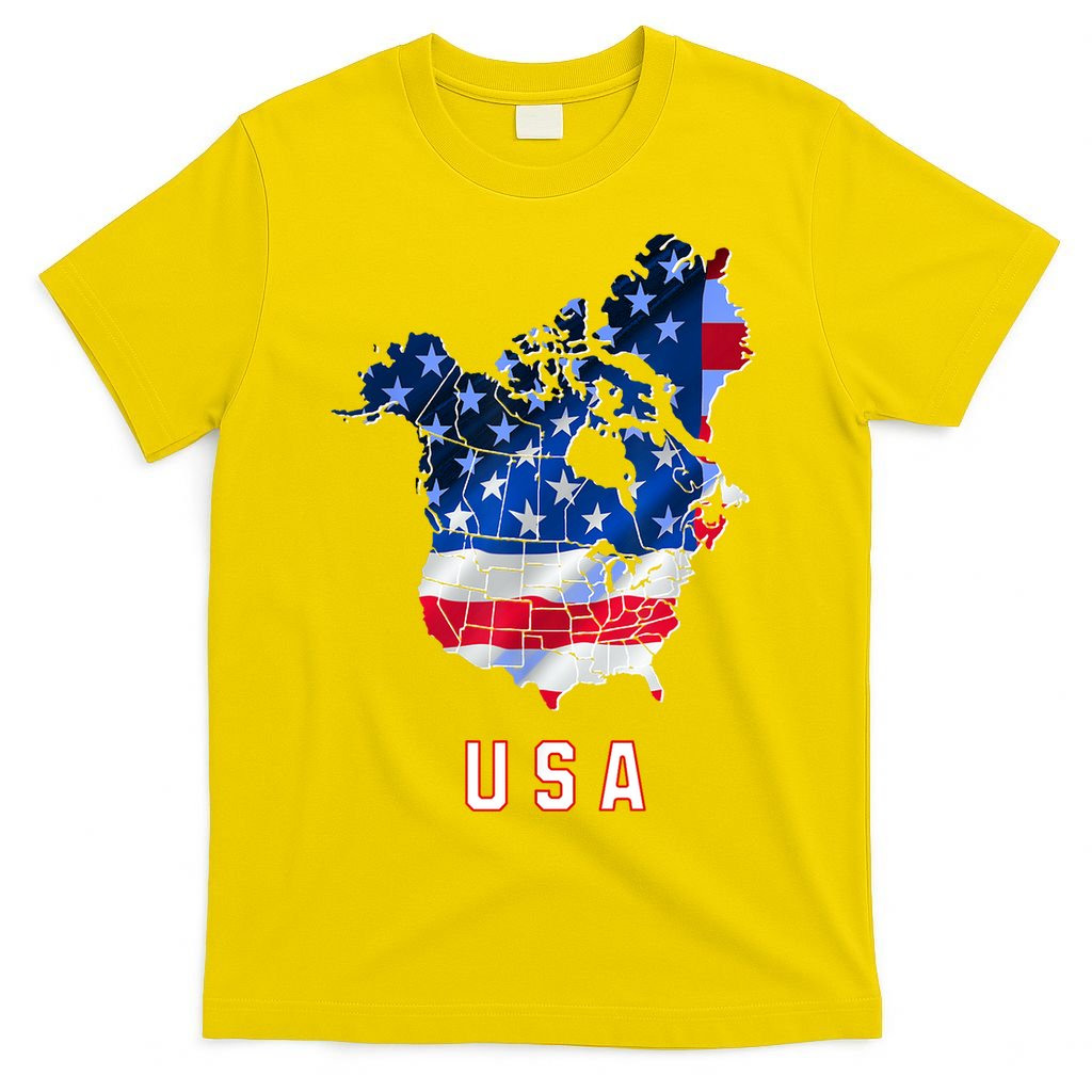 Usa And Canada Map Annex Canada 51st State Trump Greenland T-Shirt