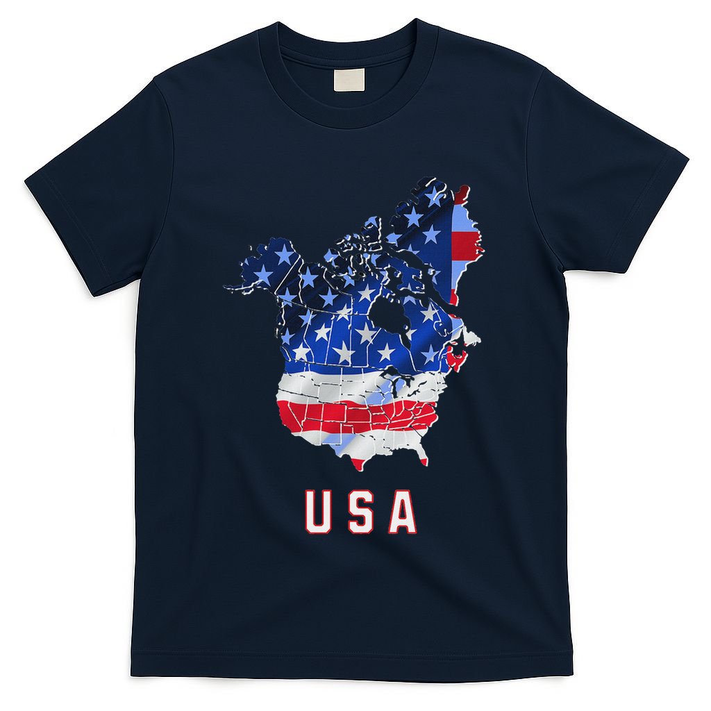 Usa And Canada Map Annex Canada 51st State Trump Greenland T-Shirt
