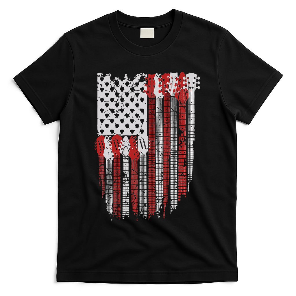 Usa American Flag Guitar Musician 4th Of July Guitarists T-Shirt