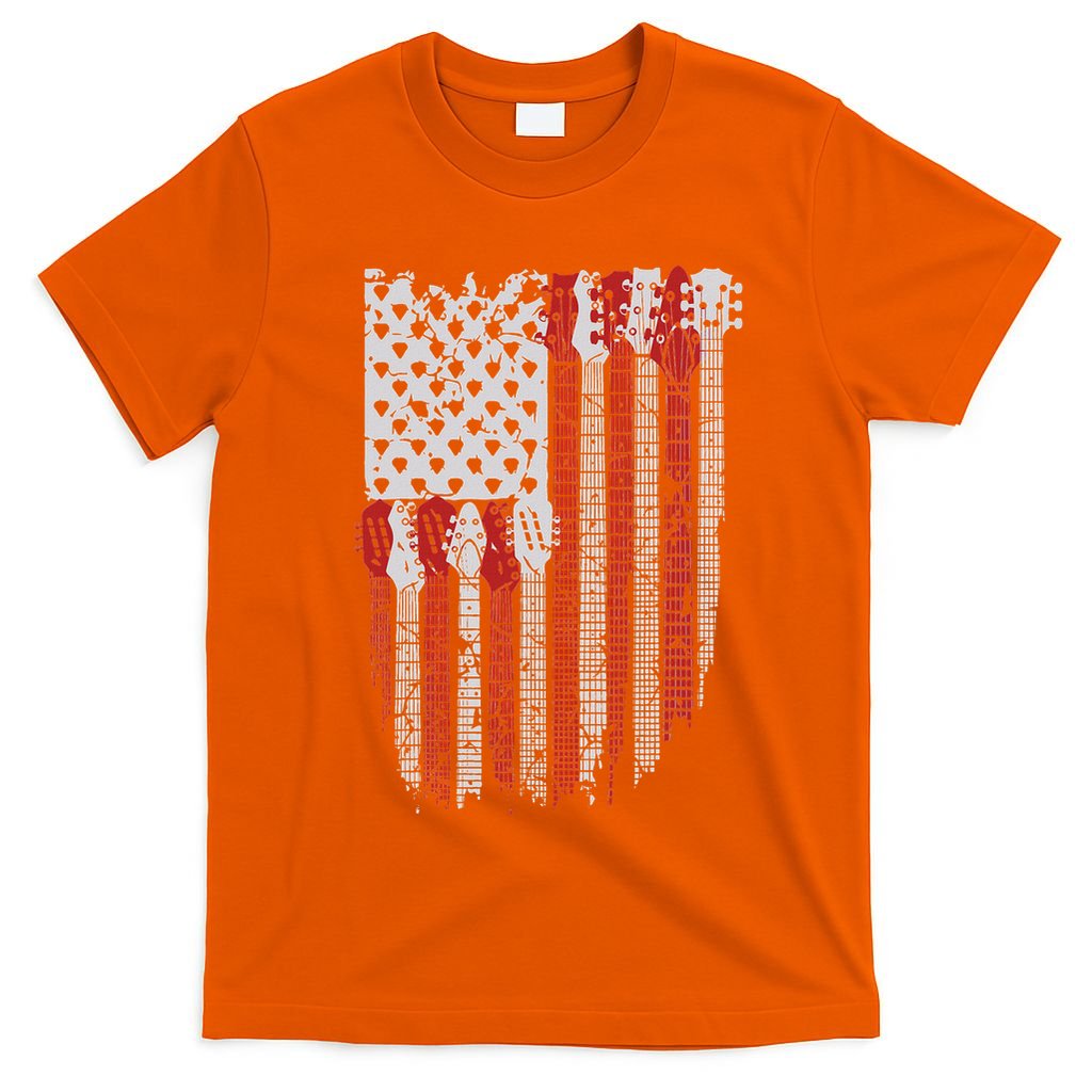 Usa American Flag Guitar Musician 4th Of July Guitarists T-Shirt