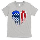 USA American Flag Puzzle Heart T-Shirt