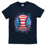 USA American Flag Firework Baseball T-Shirt