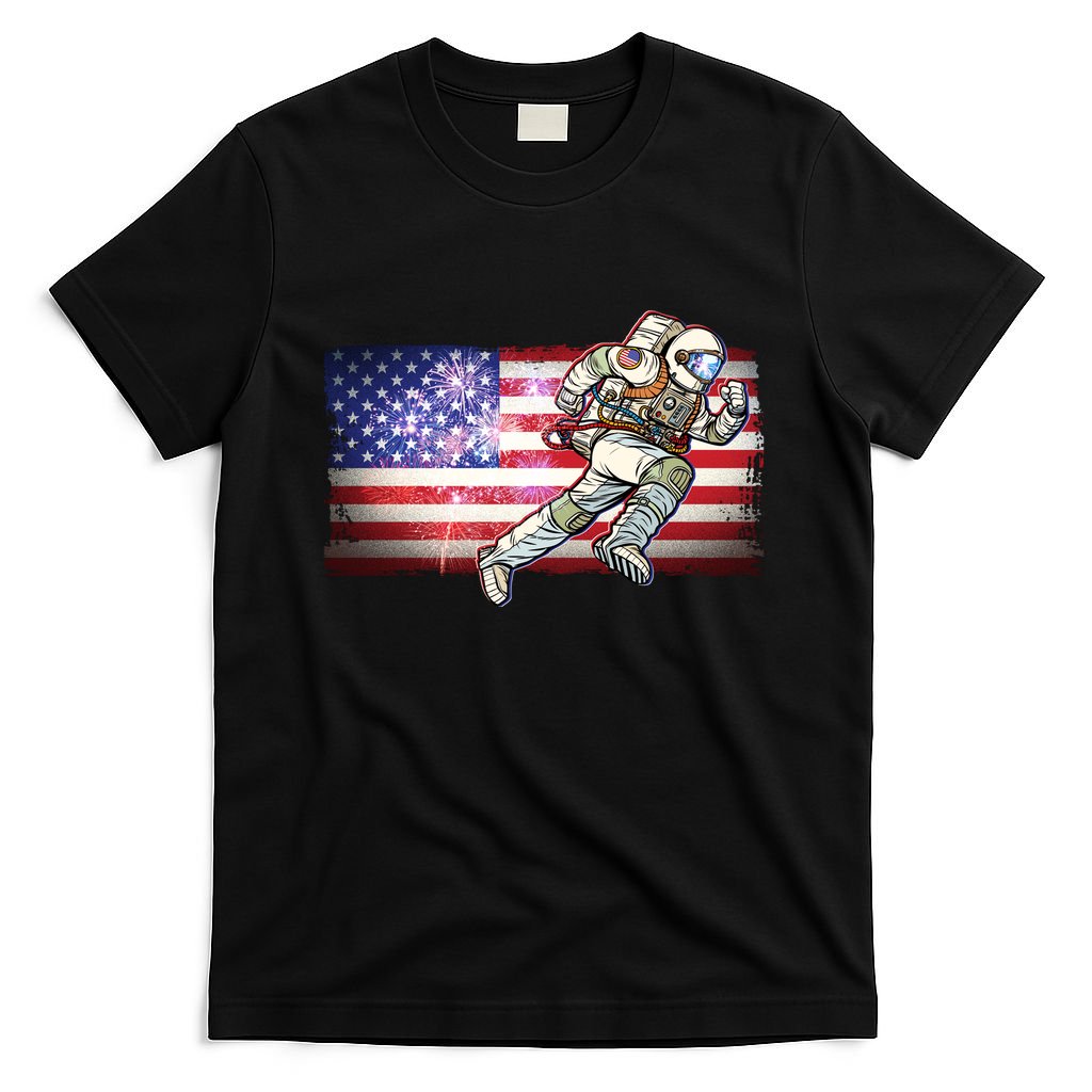 USA American Flag 4th Of July Fireworks Astronaut T-Shirt