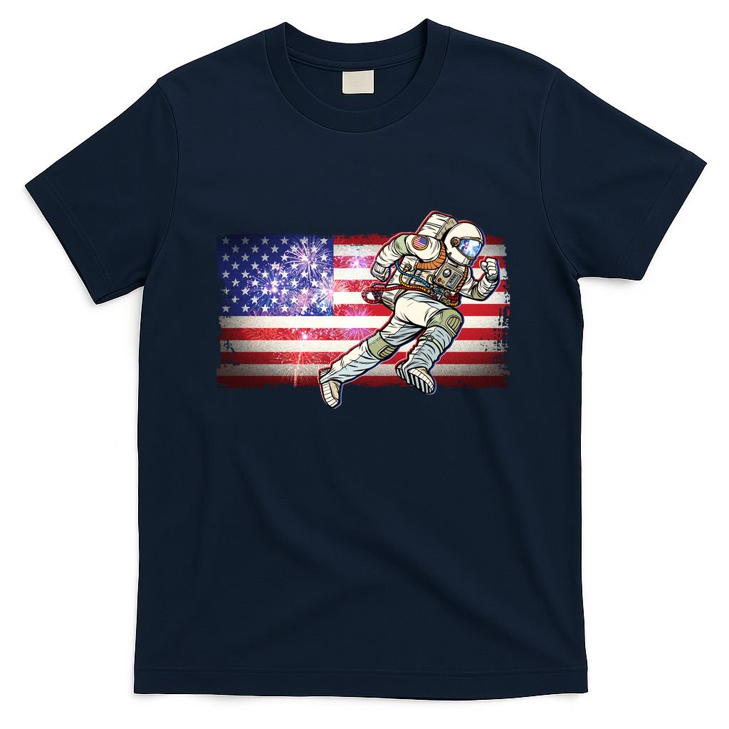 USA American Flag 4th Of July Fireworks Astronaut T-Shirt