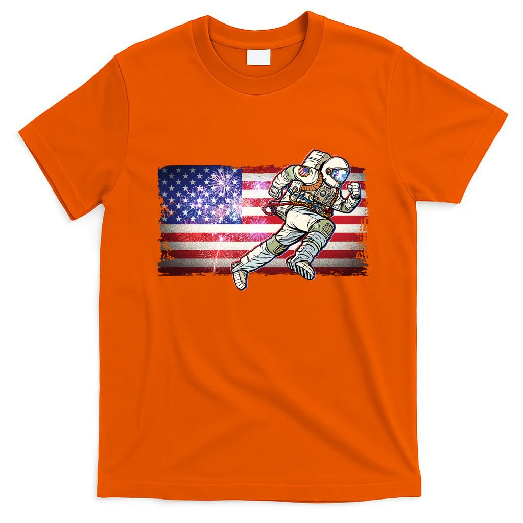 USA American Flag 4th Of July Fireworks Astronaut T-Shirt