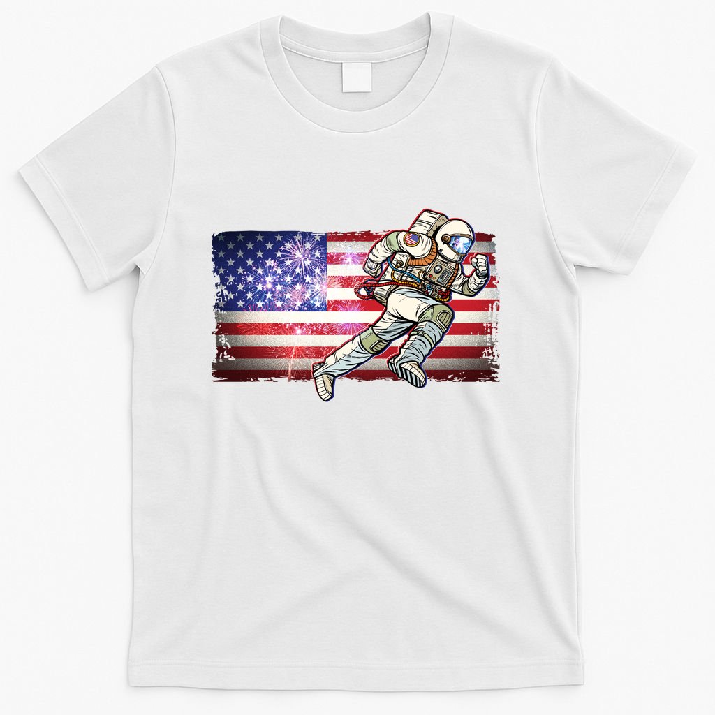 USA American Flag 4th Of July Fireworks Astronaut T-Shirt