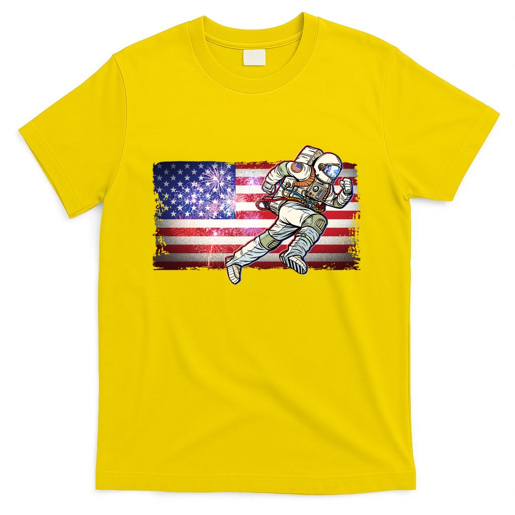 USA American Flag 4th Of July Fireworks Astronaut T-Shirt