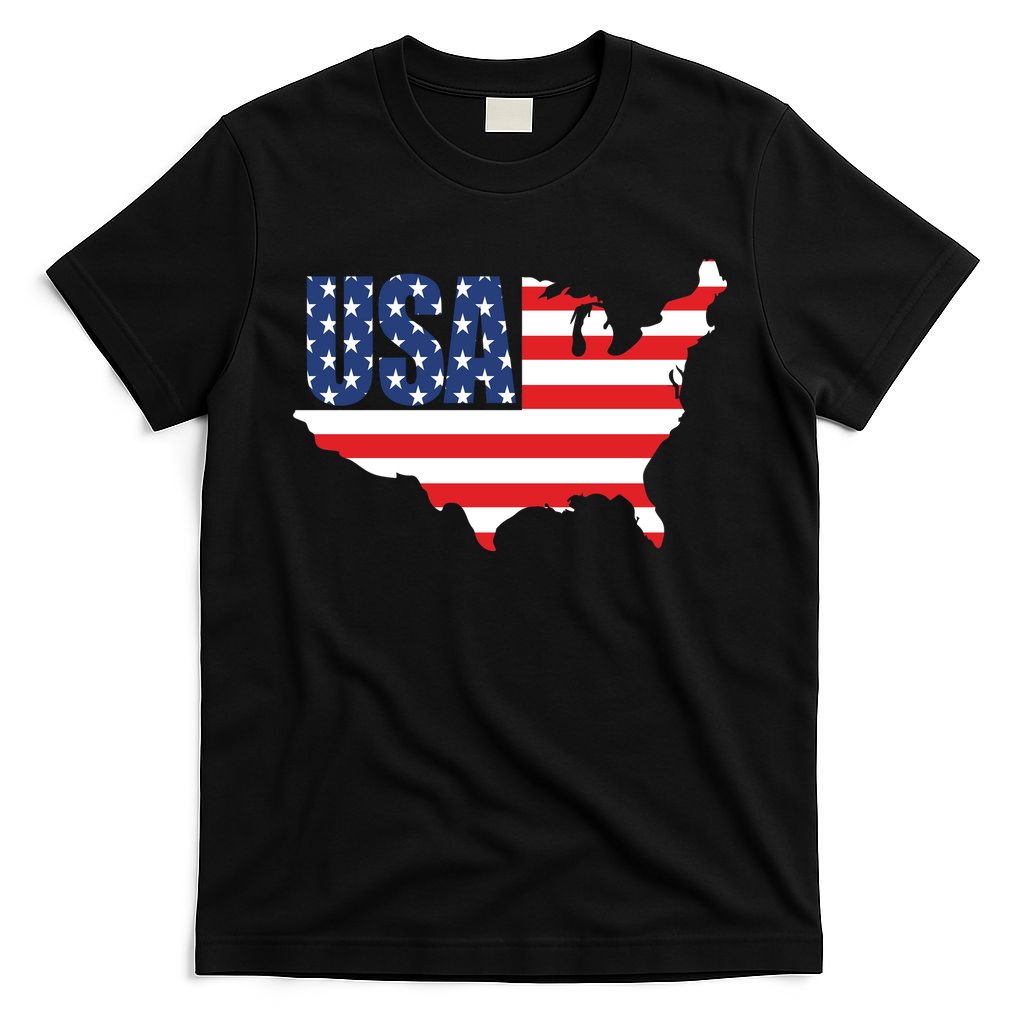 USA American US Flag Map Patriotic T-Shirt