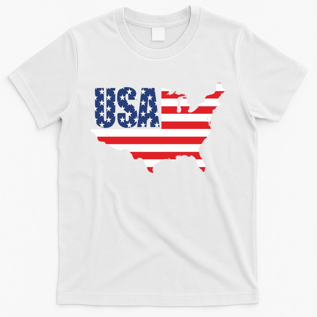 USA American US Flag Map Patriotic T-Shirt