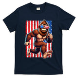 Usa Flag Bigfoot Running 4th Of July T-Shirt