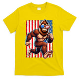 Usa Flag Bigfoot Running 4th Of July T-Shirt