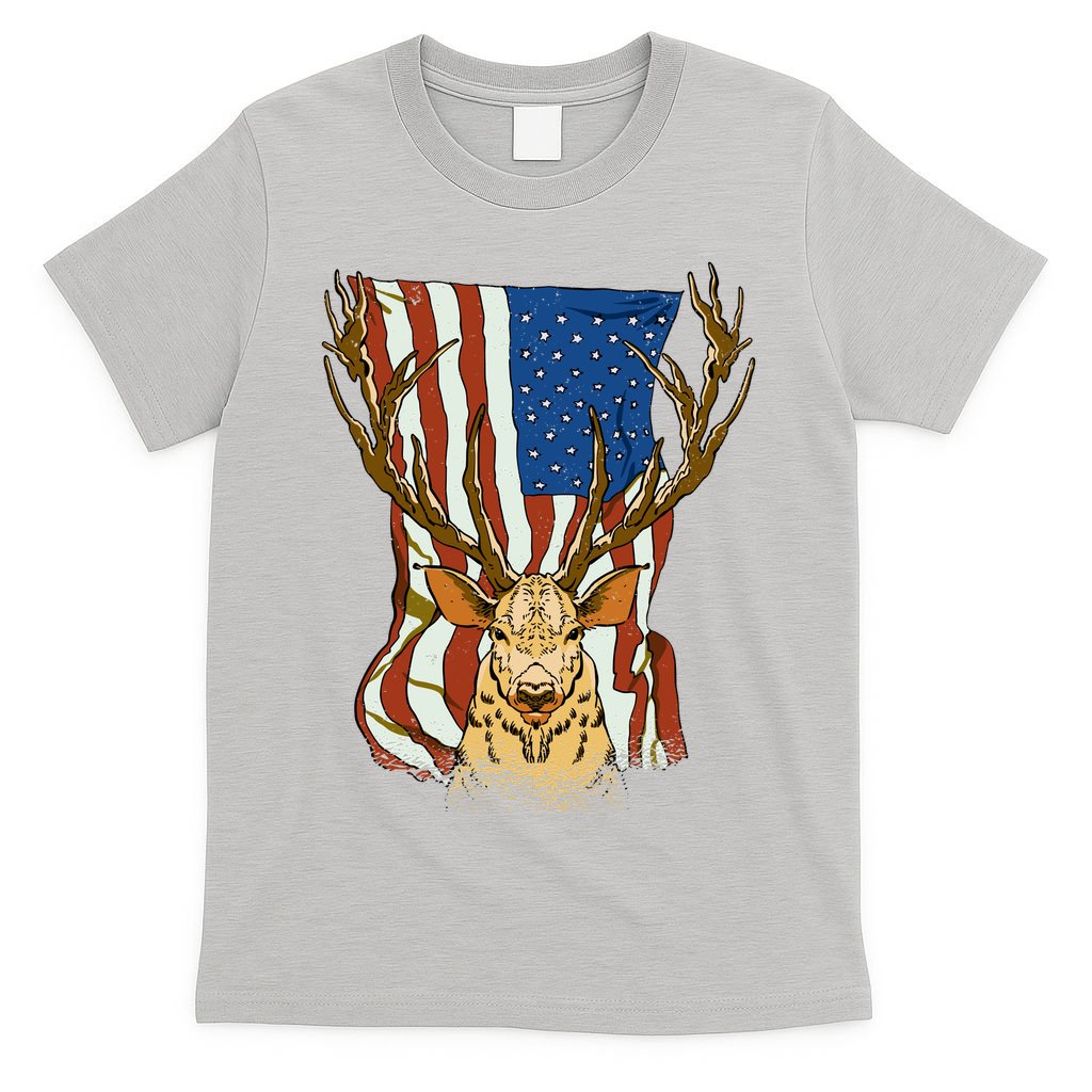 USA Flag Deer Hunting Gift T-Shirt