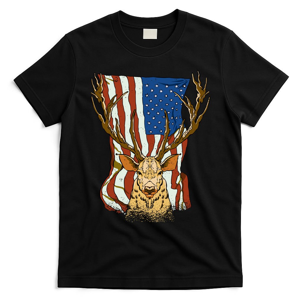 USA Flag Deer Hunting Gift T-Shirt