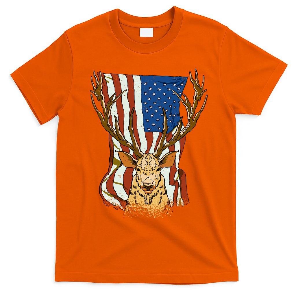 USA Flag Deer Hunting Gift T-Shirt