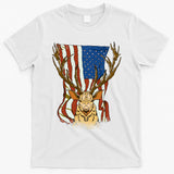 USA Flag Deer Hunting Gift T-Shirt