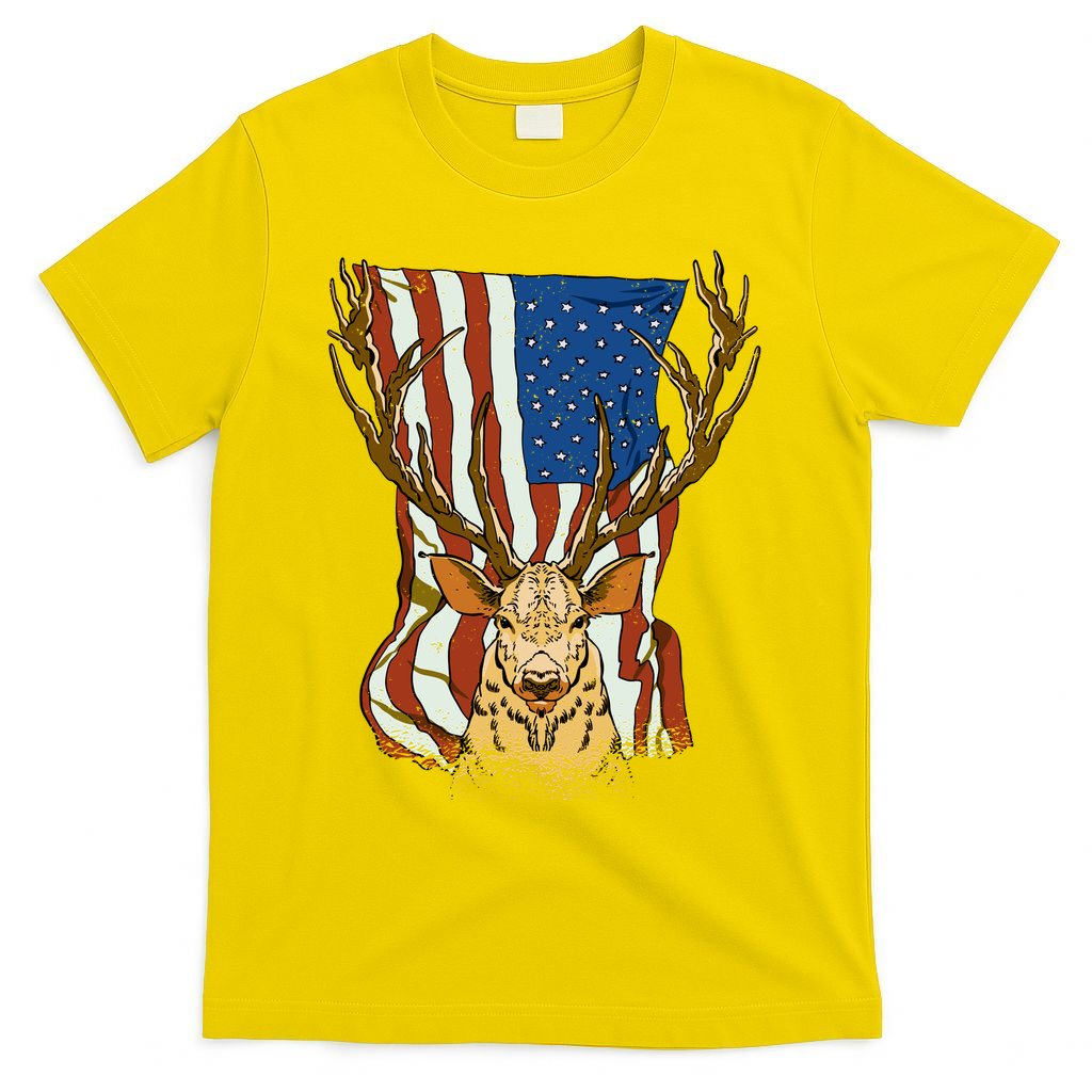 USA Flag Deer Hunting Gift T-Shirt