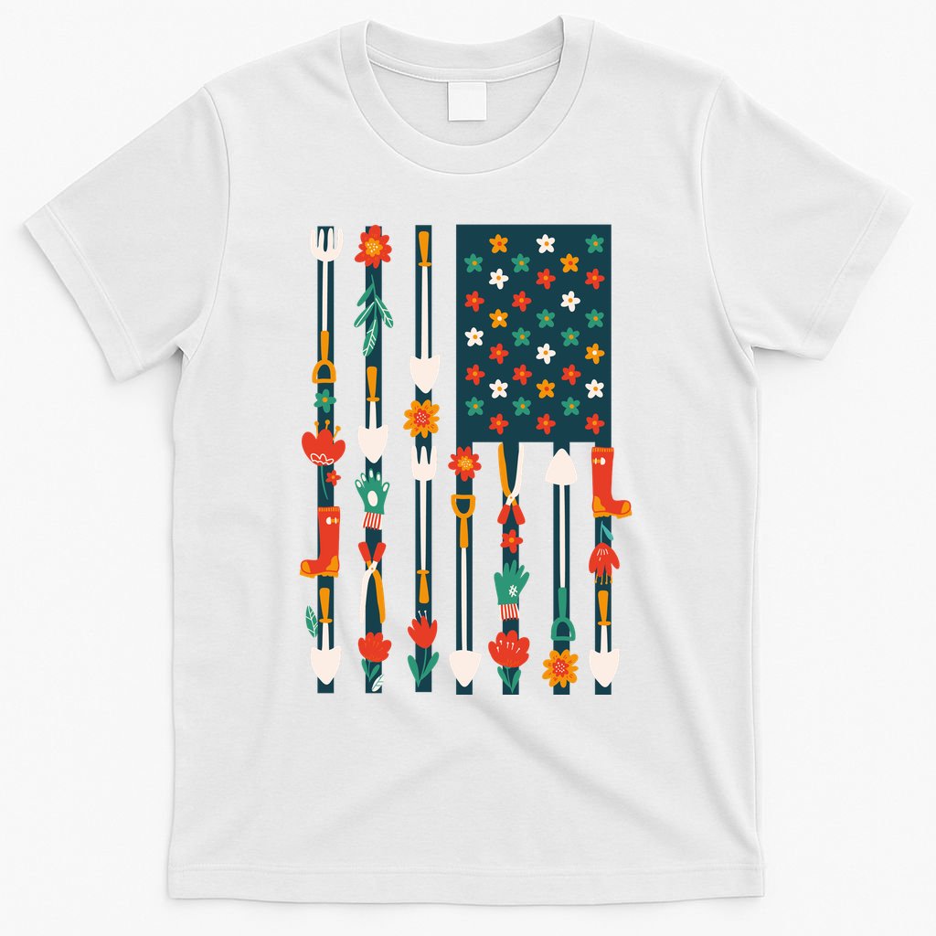 USA Flower Flag Garden T-Shirt