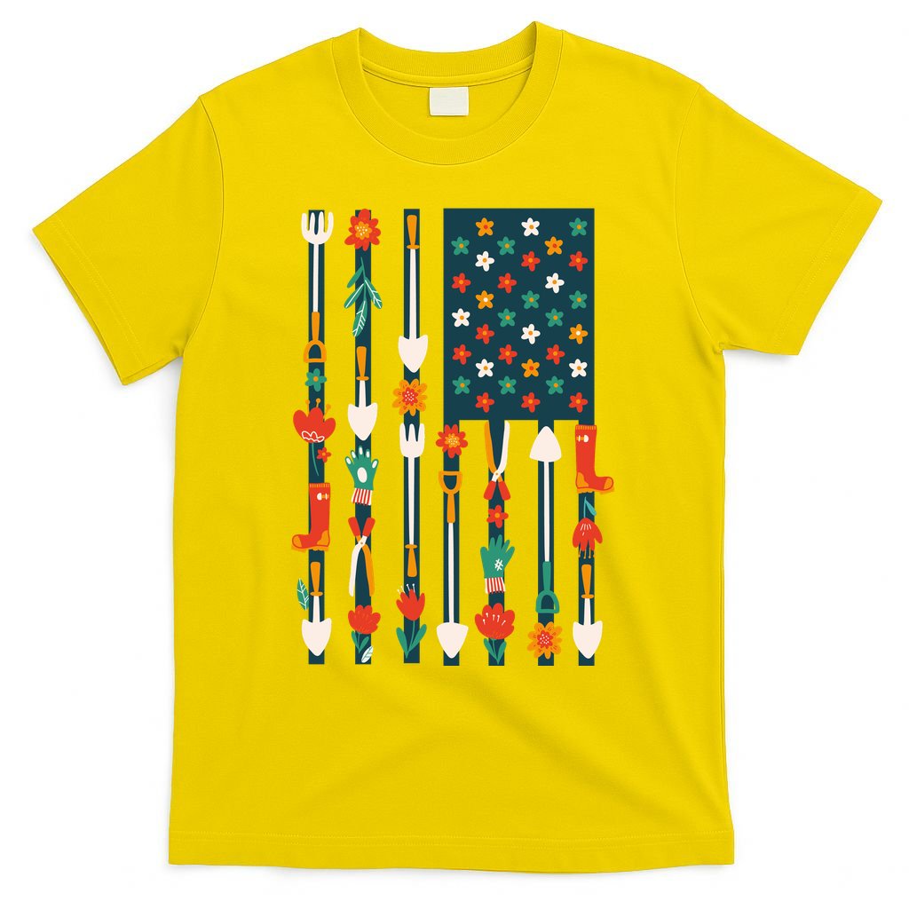 USA Flower Flag Garden T-Shirt